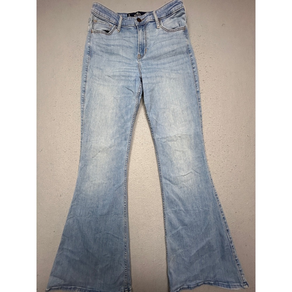 Hollister High-Rise Vintage Flare Cotton Blend Light Wash W28 L32 7R Womens